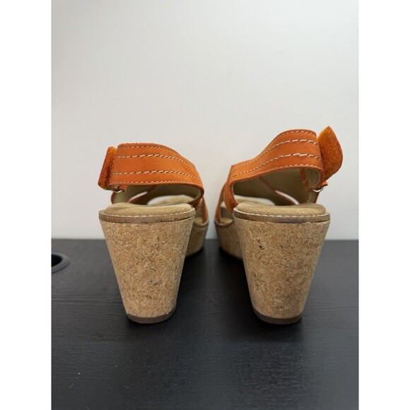 Clarks Aisley Tulip Sandals Suede Wedge Heels Slingback Orange Women’s Sz 8 - Picture 7 of 10